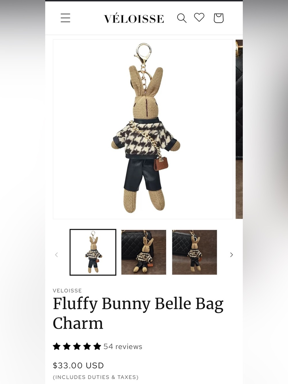Fluffy Bunny Belle Bag Charm